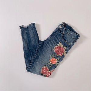 Express Mid Rise Stretch Leggings Embroidered